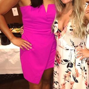 Hot pink strapless dress